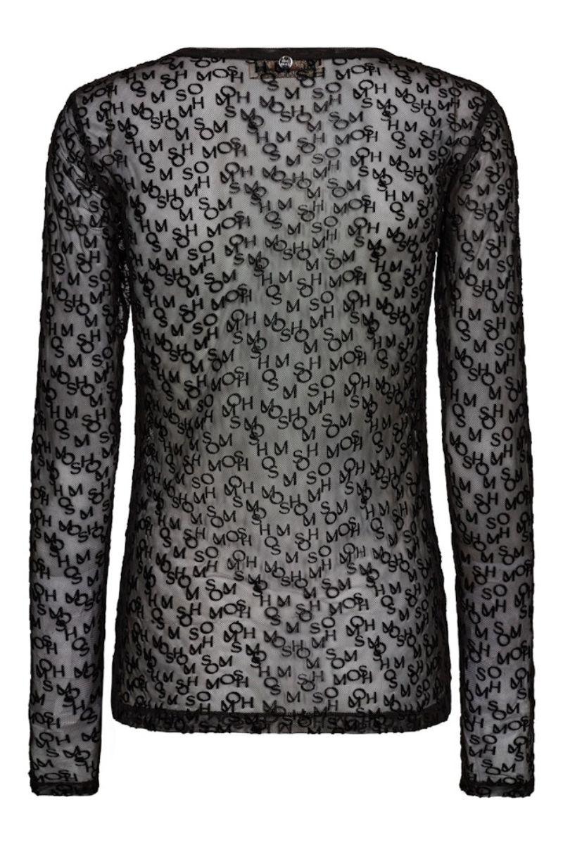 Loretta Mono Mesh Blouse | Black | Bluse fra Mos Mosh - Image 3