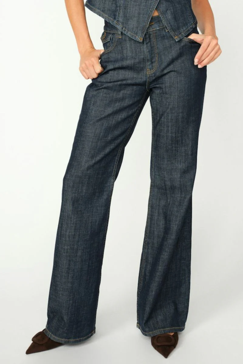 Marlena Nippon Jeans Long | Dark Blue | Jeans fra Mos Mosh - Image 2
