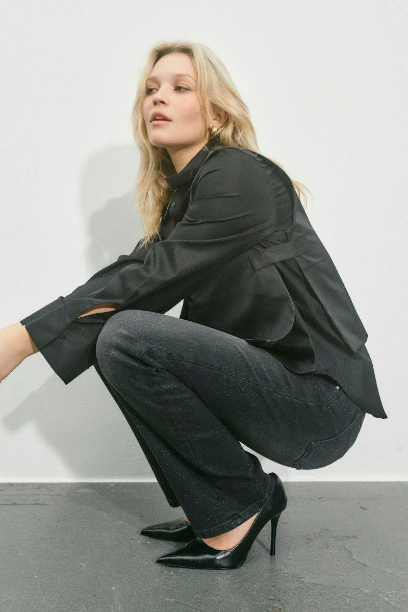 Marlena Shimmer Jeans Regular | Black | Jeans fra Mos Mosh - Image 3