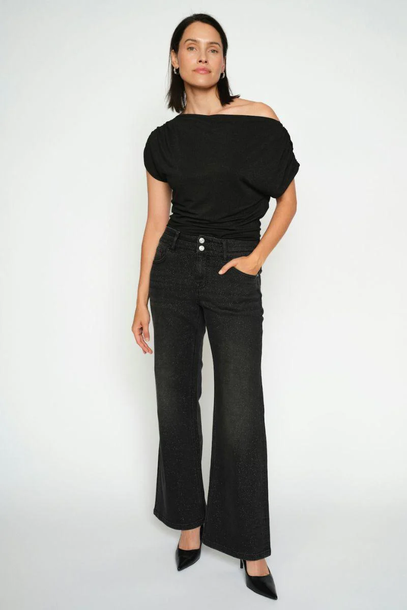 Marlena Shimmer Jeans Regular | Black | Jeans fra Mos Mosh - Image 6