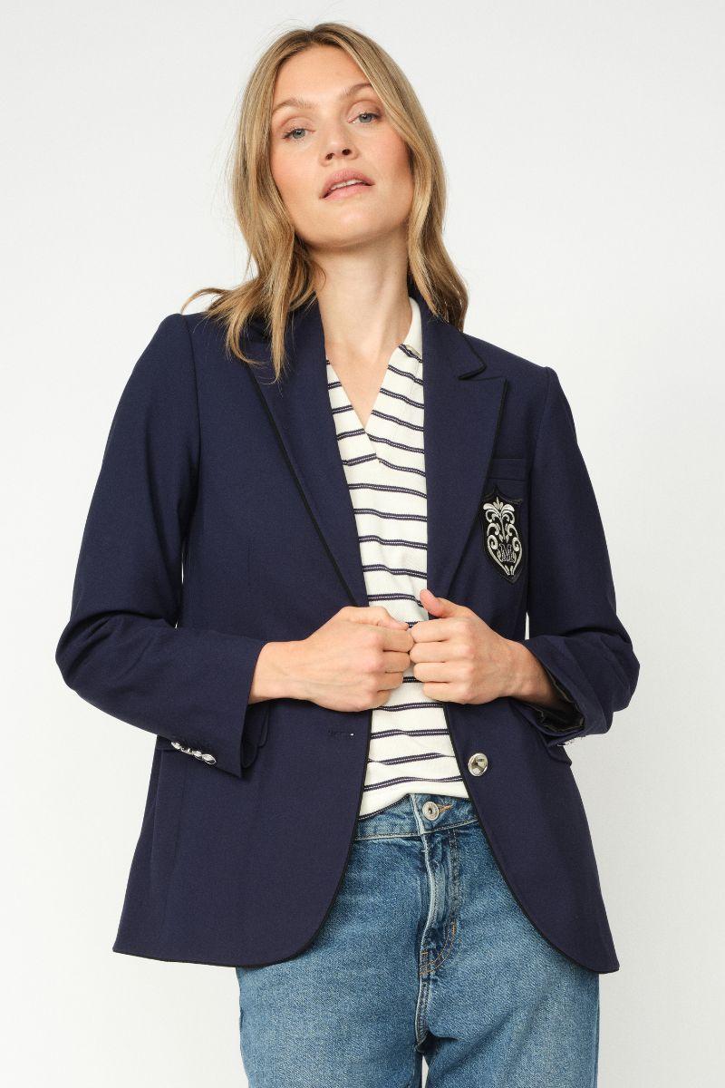 Milena SS Stripe Polo Tee | Maritime Blue | T-shirt fra Mos Mosh - Image 3