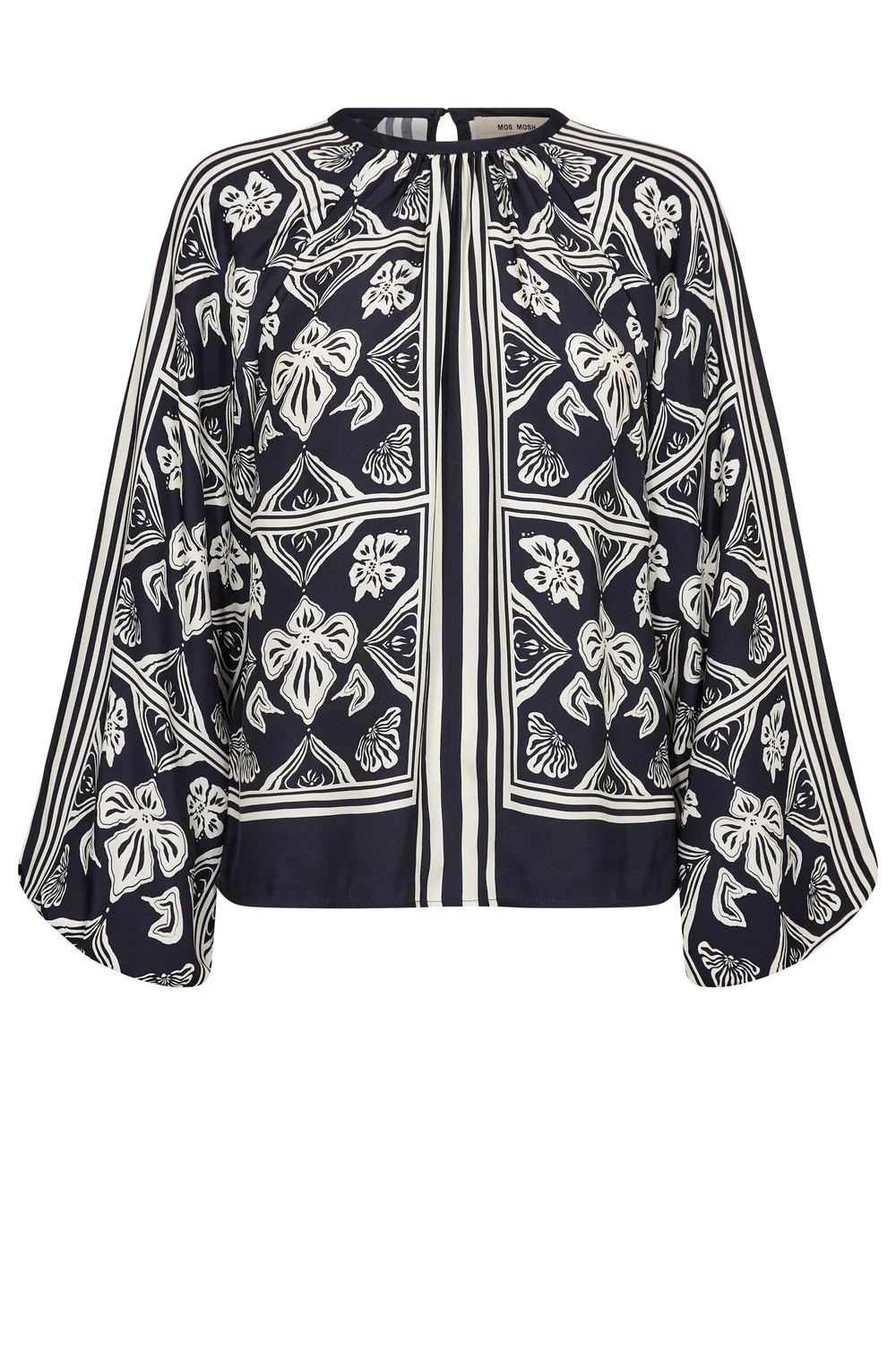 Milkey Linocut Blouse | Salute Navy | Bluse fra Mos Mosh - Image 2