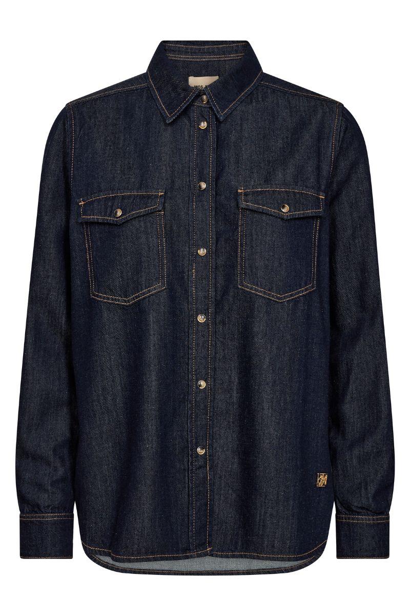 Natalie Denim Shirt | Dark Blue | Skjorte fra Mos Mosh - Image 2