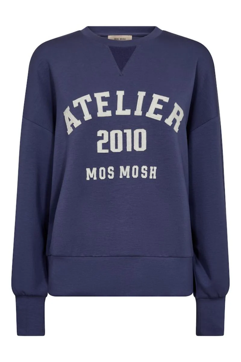 Nima O-LS Sweatshirt | Crown Blue | Bluse fra Mos Mosh - Image 2
