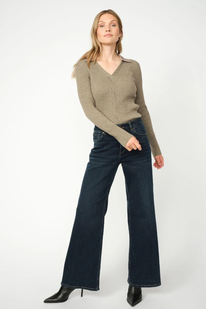 Relena Rib Polo Knit | Falcon | Strik fra Mos Mosh - Image 5