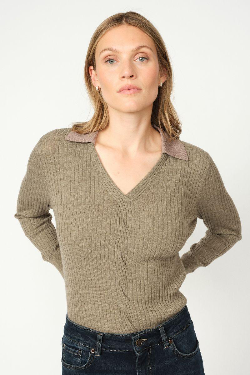 Relena Rib Polo Knit | Falcon | Strik fra Mos Mosh - Image 7