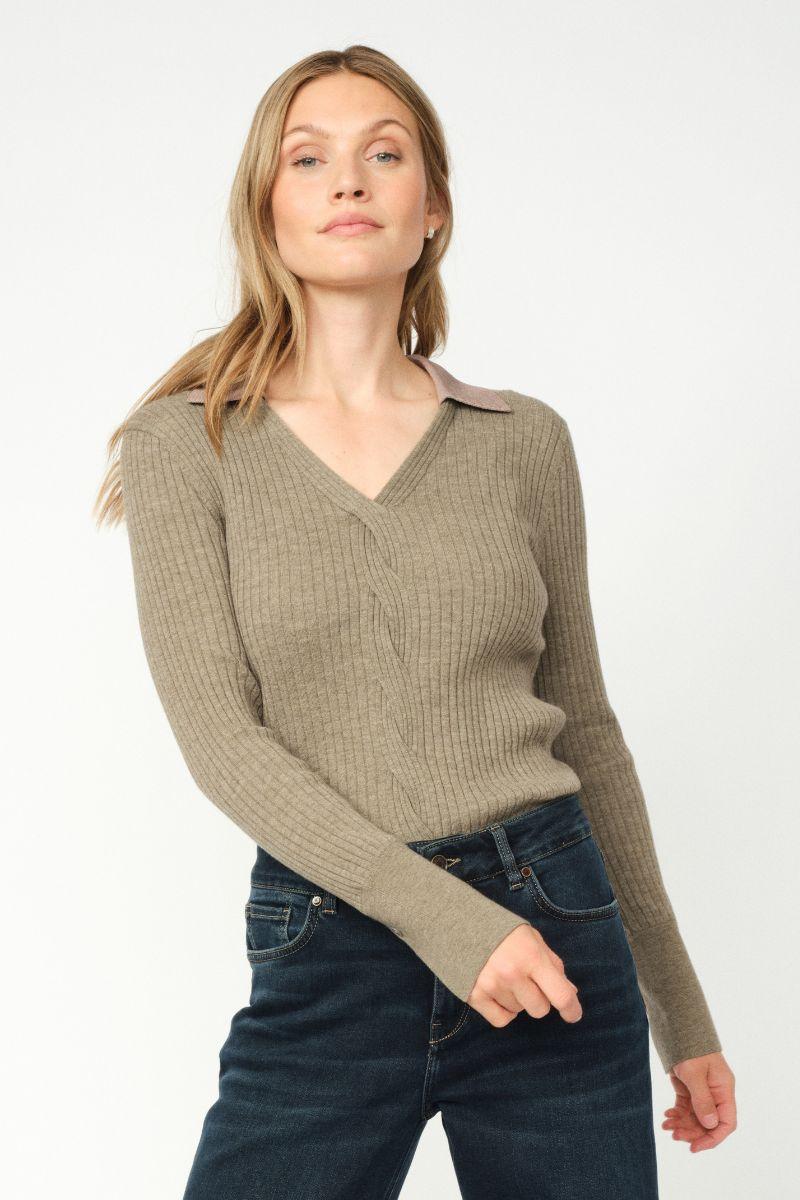Relena Rib Polo Knit | Falcon | Strik fra Mos Mosh - Image 9
