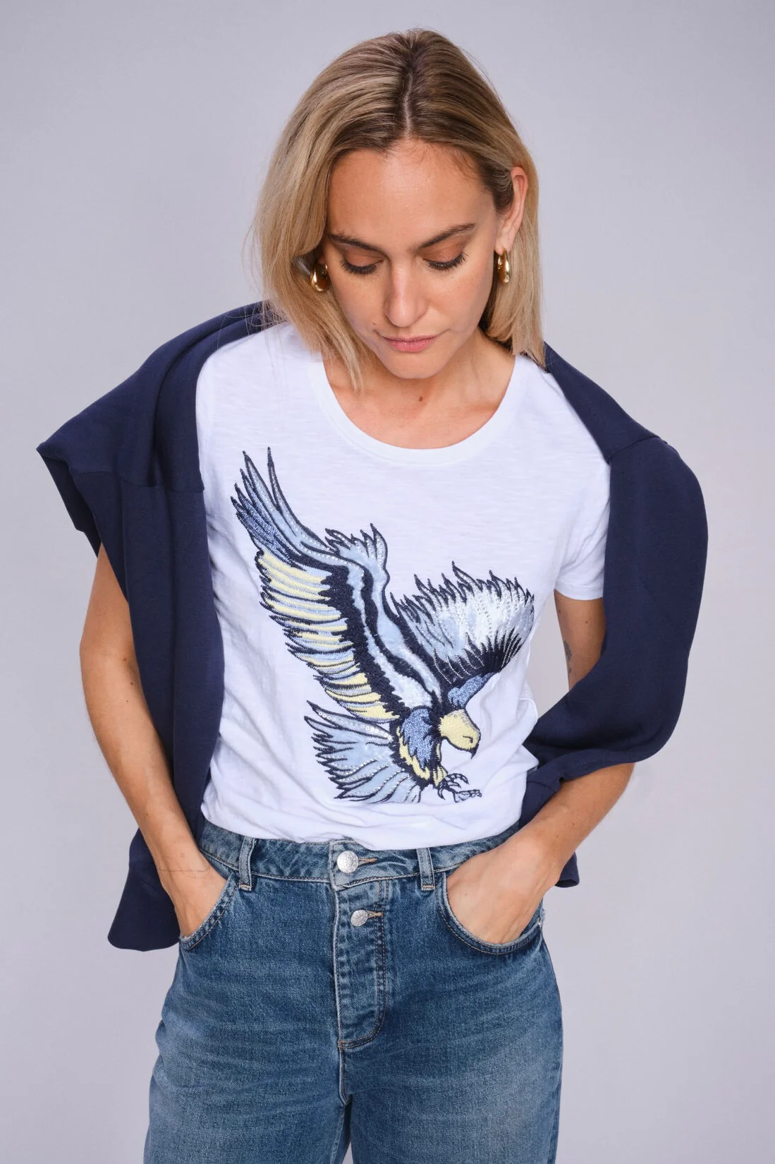 Rem O-SS Eagle Tee   | White | T-shirt fra Mos Mosh - Image 3