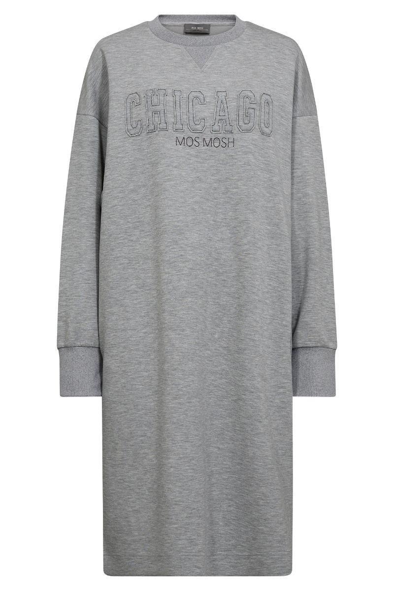 Renzi O-LS Sweatdress | Grey Melange | Kjole fra Mos Mosh
