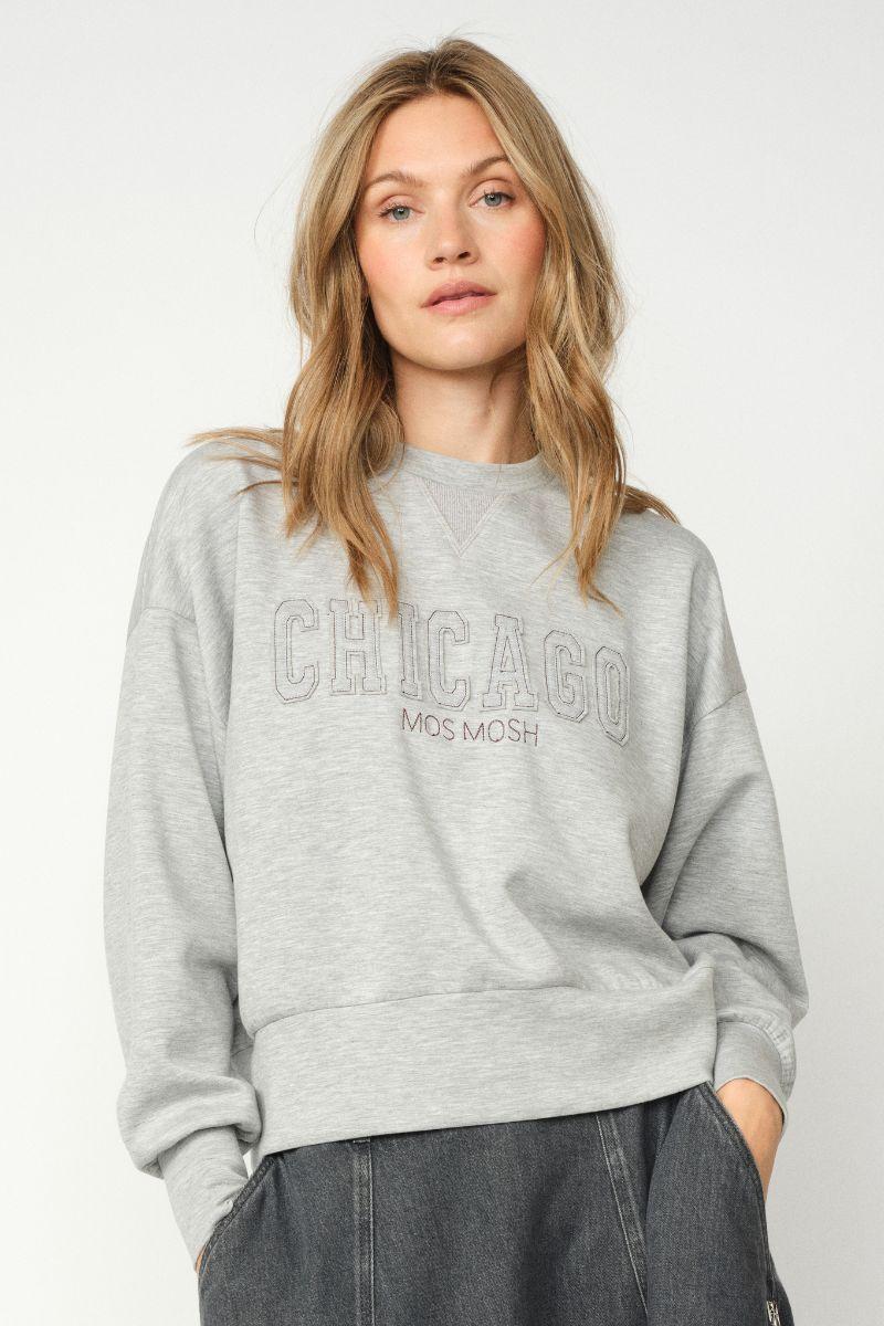 Renzi O-LS Sweatshirt | Grey Melange | Bluse fra Mos Mosh - Image 6
