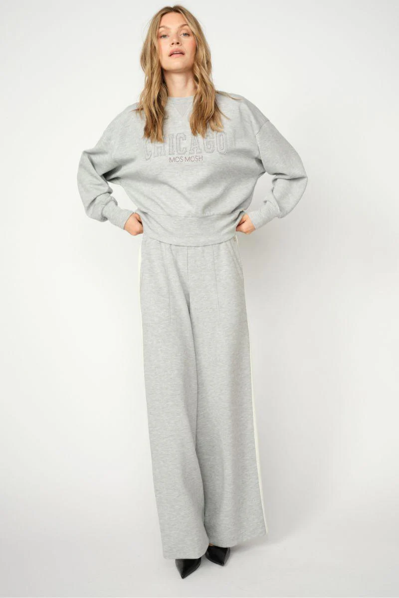 Renzi Stripe Sweatpants | Grey Melange | Bukser fra Mos Mosh - Image 5