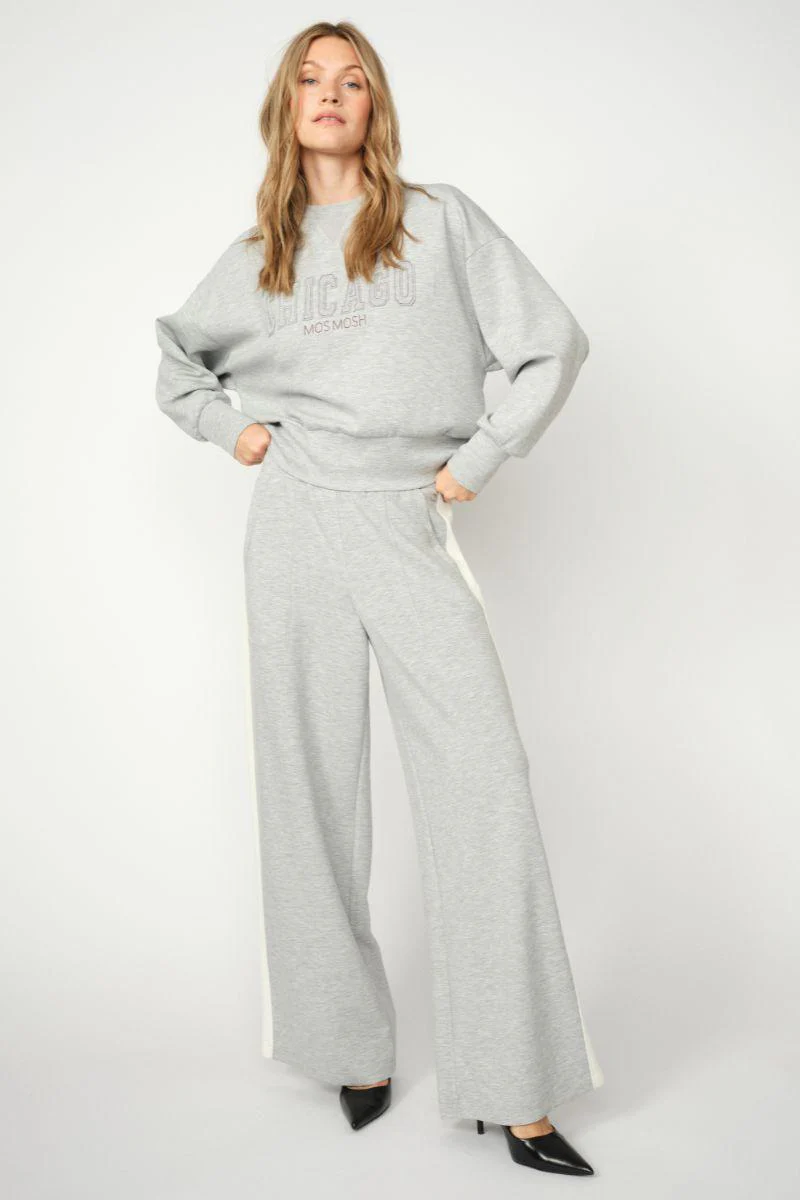 Renzi Stripe Sweatpants | Grey Melange | Bukser fra Mos Mosh - Image 6