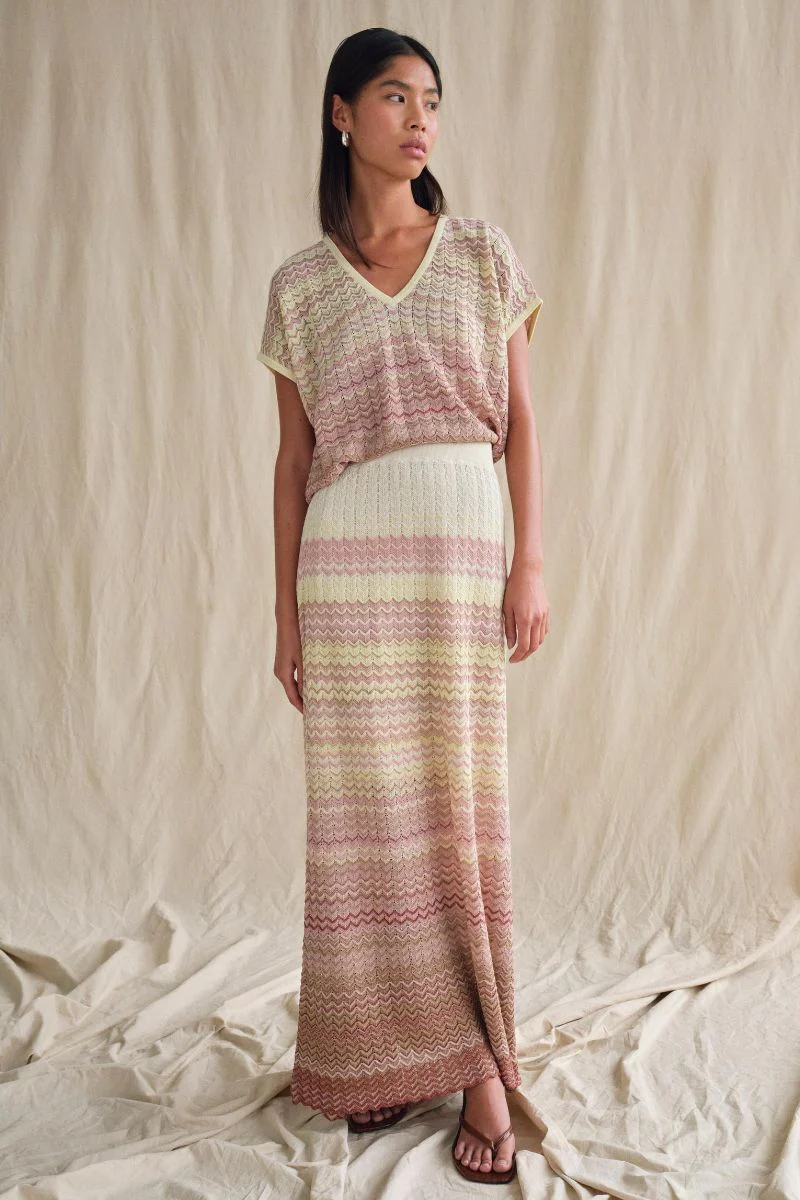 Shani Zig Zag V-neck Knit | Powder Pink | Strik fra Mos Mosh - Image 7