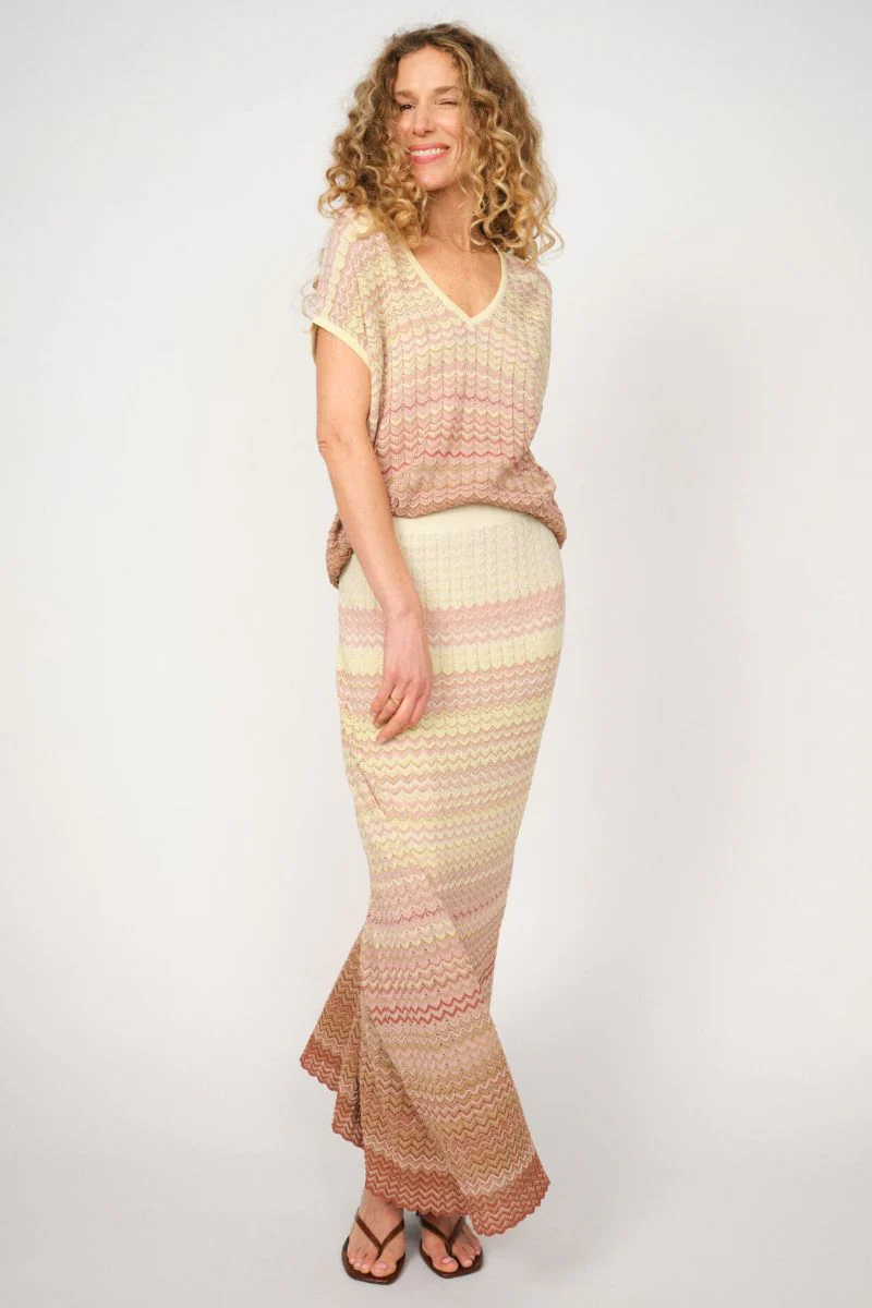 Shani Zig Zag V-neck Knit | Powder Pink | Strik fra Mos Mosh - Image 9