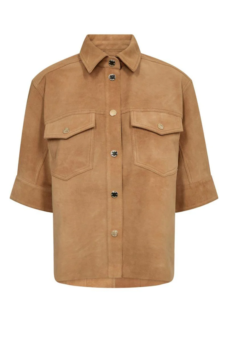 Sigga SS Suede Shirt | Tan | Skjorte fra Mos Mosh - Image 2