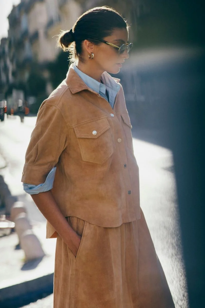 Sigga SS Suede Shirt | Tan | Skjorte fra Mos Mosh - Image 3