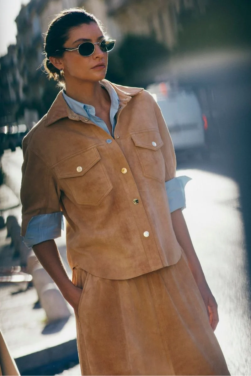 Sigga SS Suede Shirt | Tan | Skjorte fra Mos Mosh - Image 5