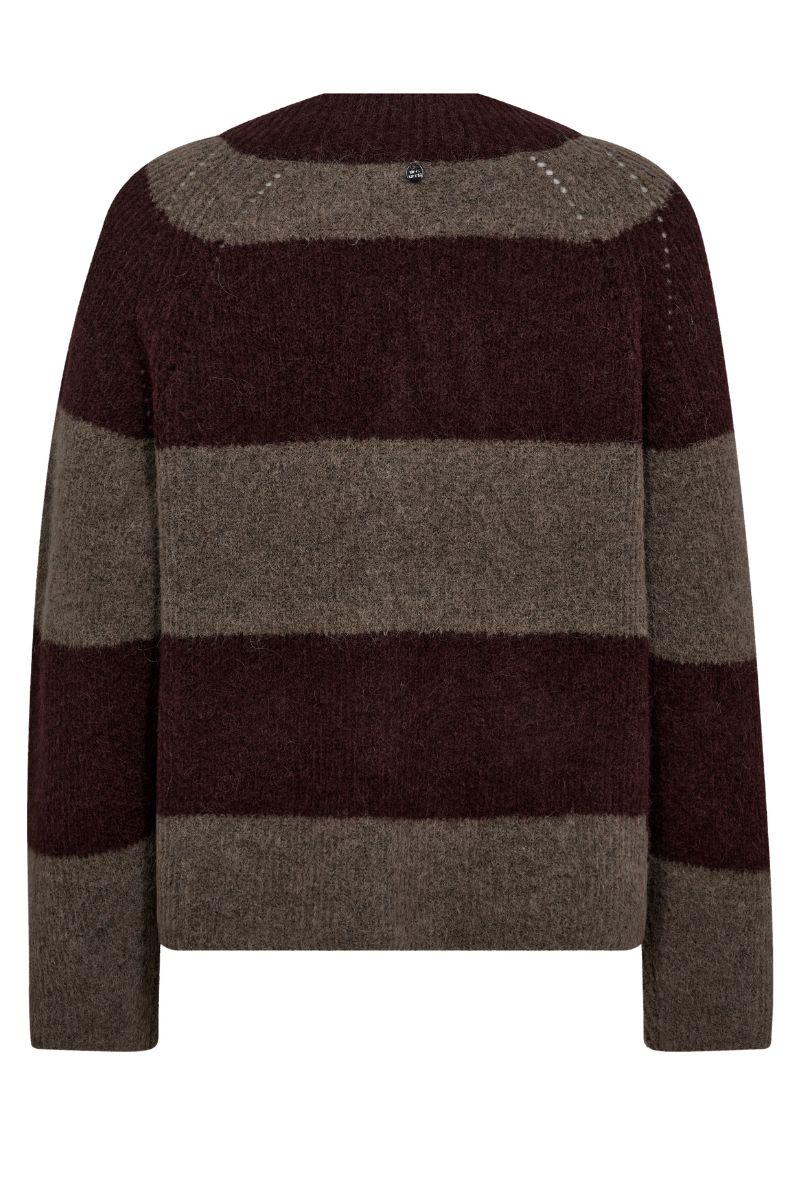 Taci Stripe LS V-Neck Knit | Fudge | Strik fra Mos Mosh - Image 4