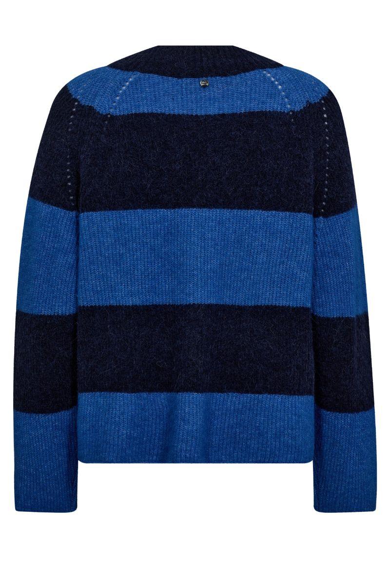 Taci Stripe LS V-Neck Knit | Maritime Blue | Strik fra Mos Mosh - Image 4