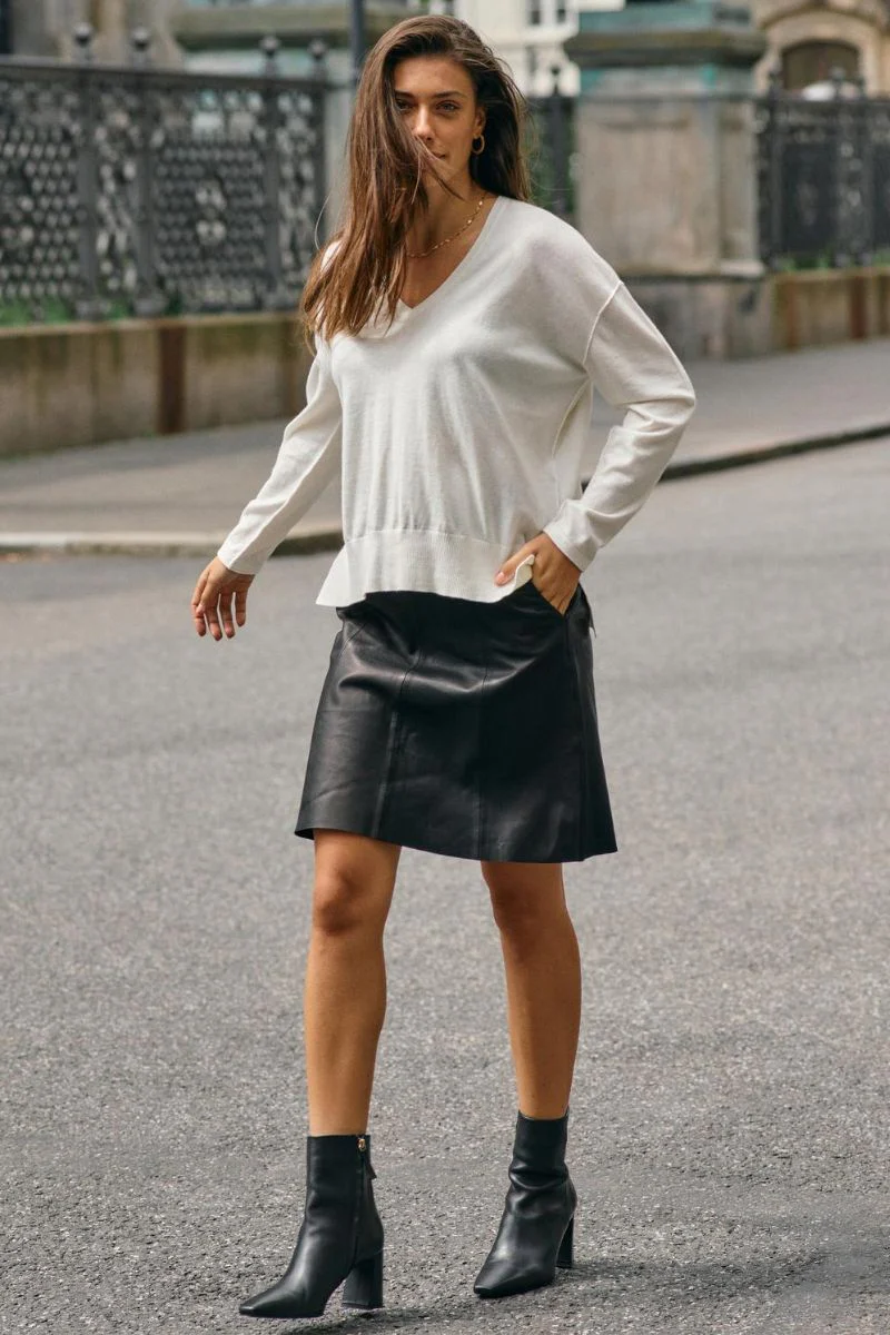 Tani V-neck Knit | Ecru | Strik fra Mos mosh - Image 5