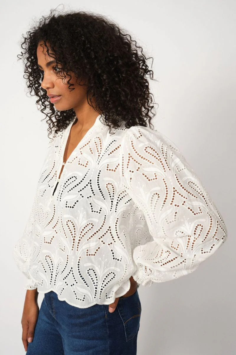 Tazzin Caza Blouse | White | Bluse fra Mos Mosh - Image 3
