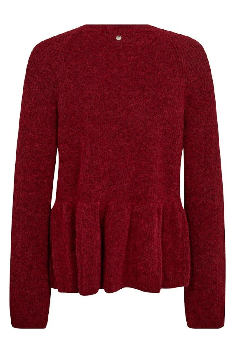 Thora O-Neck Frill Knit | Rhythmic Red | Strik fra Mos Mosh - Image 4