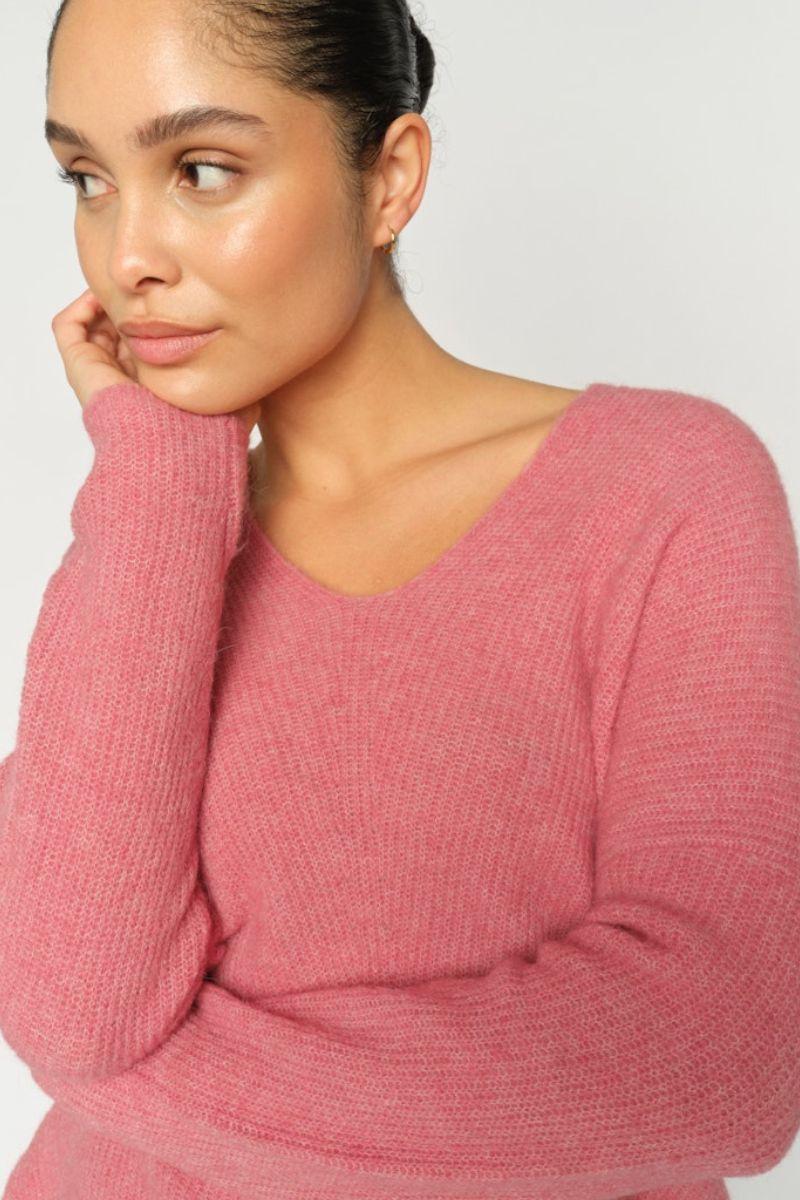 Thora V-Neck Knit | Dusty Rose | Strik fra Mos Mosh - Image 5