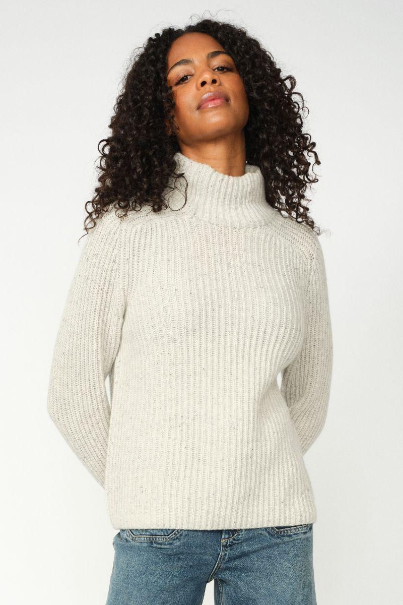 Thyra Highneck Knit | Light Grey Melange | Strik fra Mos Mosh - Image 4