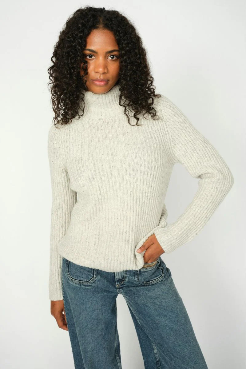 Thyra Highneck Knit | Light Grey Melange | Strik fra Mos Mosh - Image 6