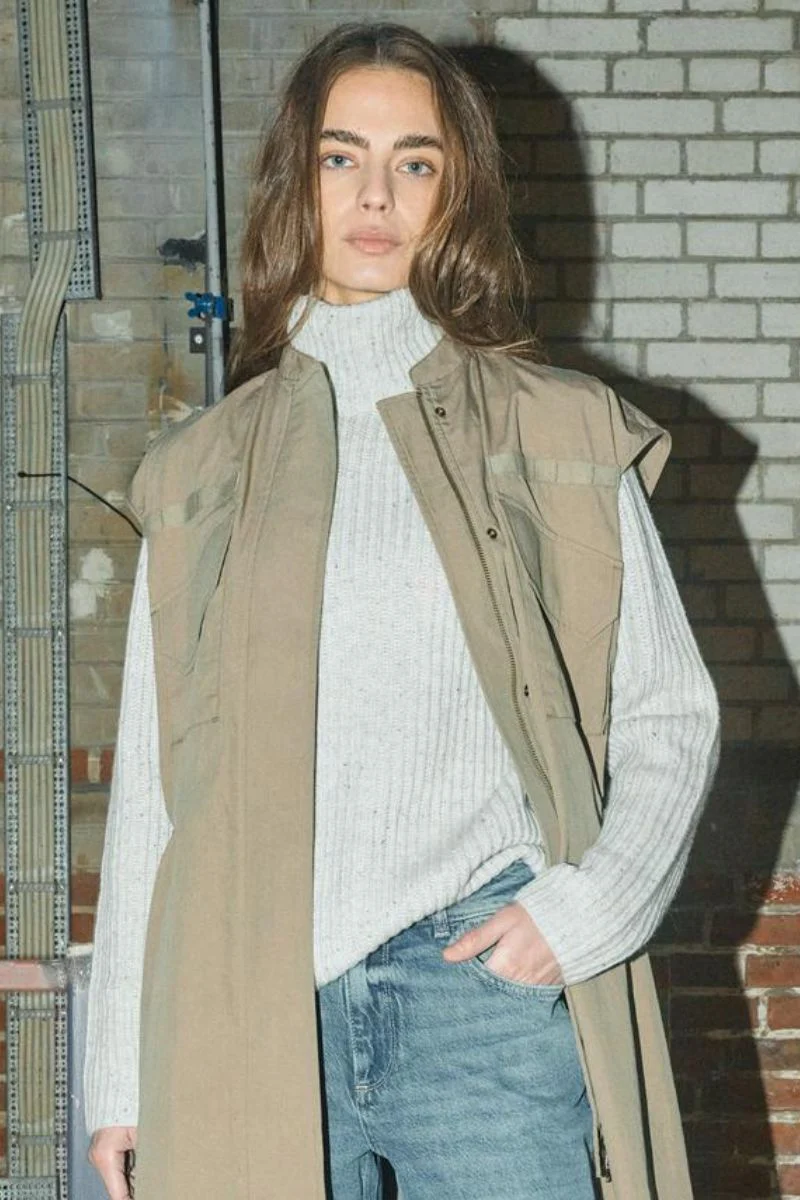 Thyra Highneck Knit | Light Grey Melange | Strik fra Mos Mosh - Image 7