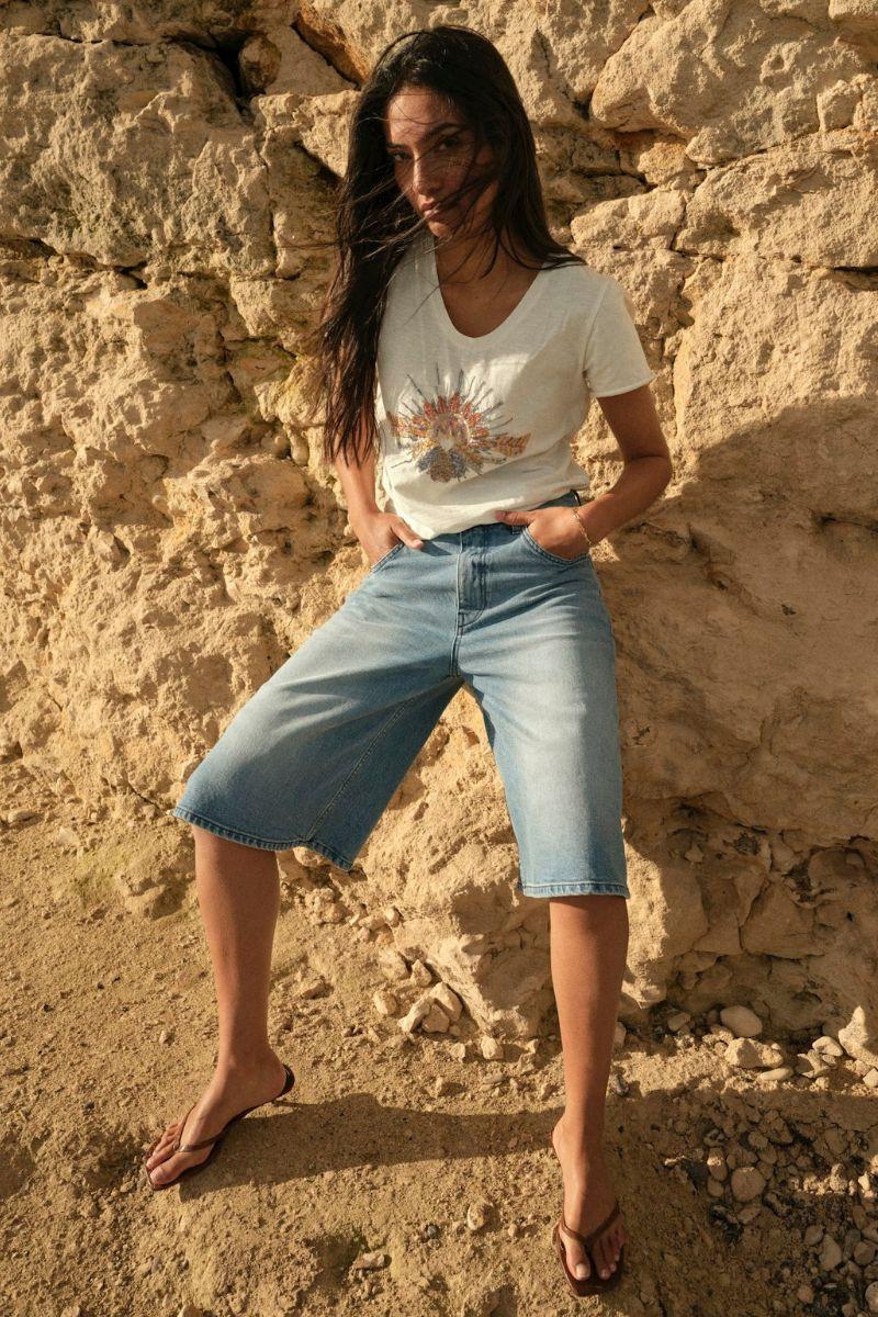 Tonia O-SS Glam Tee | Ecru | T-Shirt fra Mos Mosh - Image 5