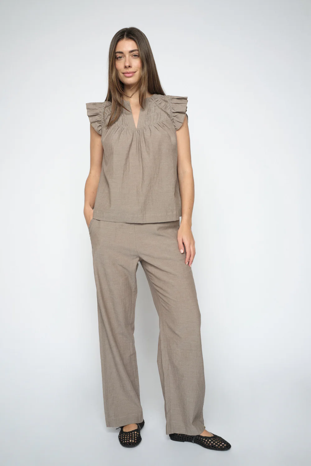 Wellor Izha Pants Regular | Chocolate Chip | Bukser fra Mos Mosh - Image 3