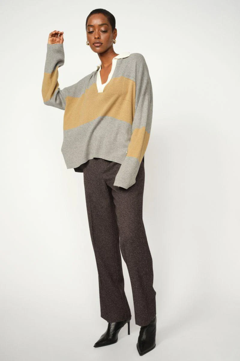 Wylie Tani Bold Stripe Knit | True Camel | Strik fra Mos Mosh - Image 7