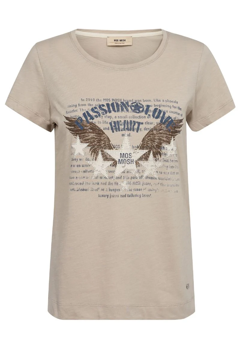 Zibby O-SS Tee  | Feather Gray | T-shirt fra Mos Mosh - Image 2