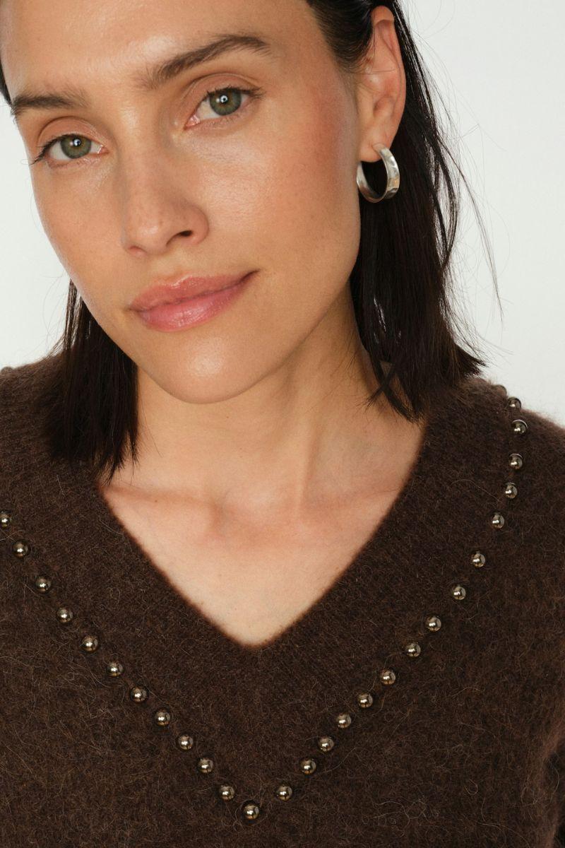 Zora V-Neck Bead Knit | Bracken | Strik fra Mos Mosh - Image 5