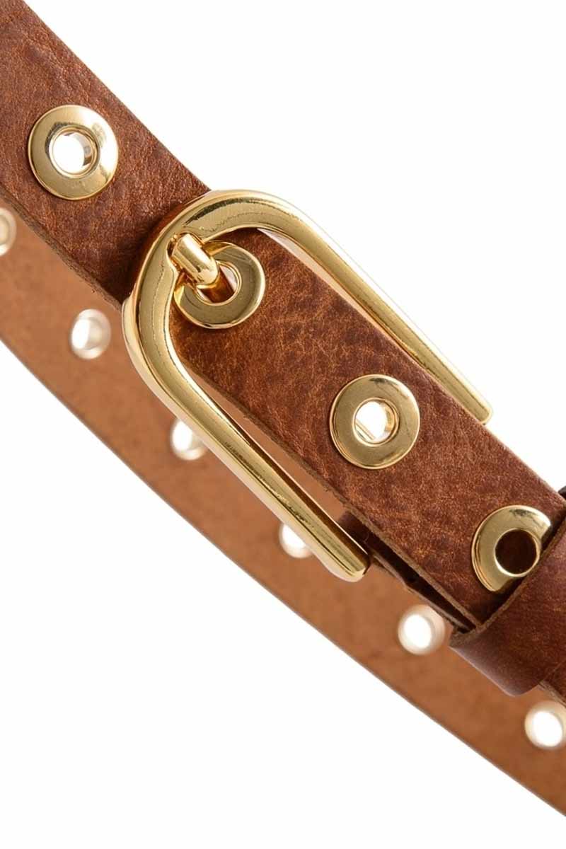 Narrow belt studs | Brown | Bælte fra Depeche