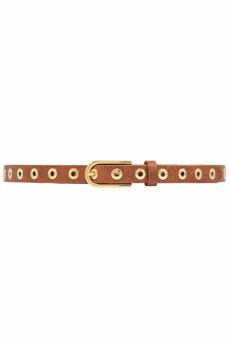 Narrow belt studs | Brown | Bælte fra Depeche - Image 2