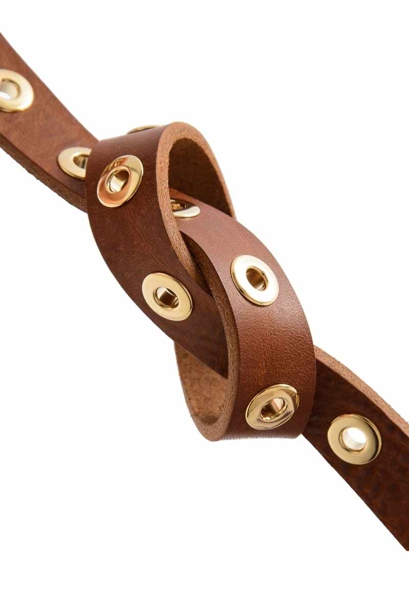 Narrow belt studs | Brown | Bælte fra Depeche - Image 3
