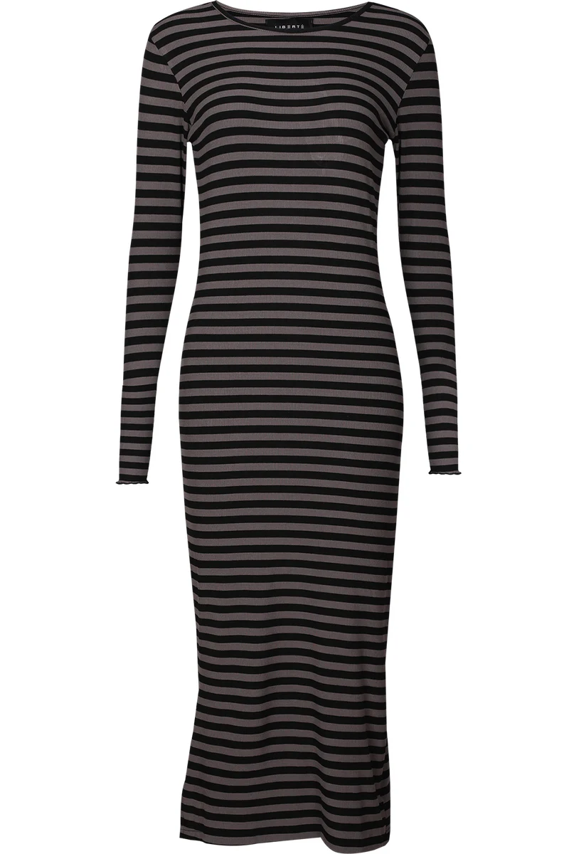 Natalia Ls Dress | Black Dark Grey Stripe | Kjole fra Liberté - Image 2