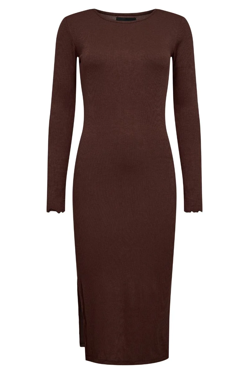 Natalia Ls Dress | Dark Brown | Kjole fra Liberté