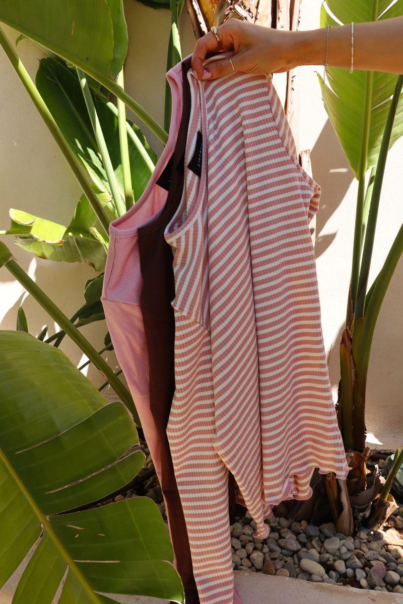 Natalia Ls Round Neck  Blouse | Rose Creme Gold Stripe - Image 6