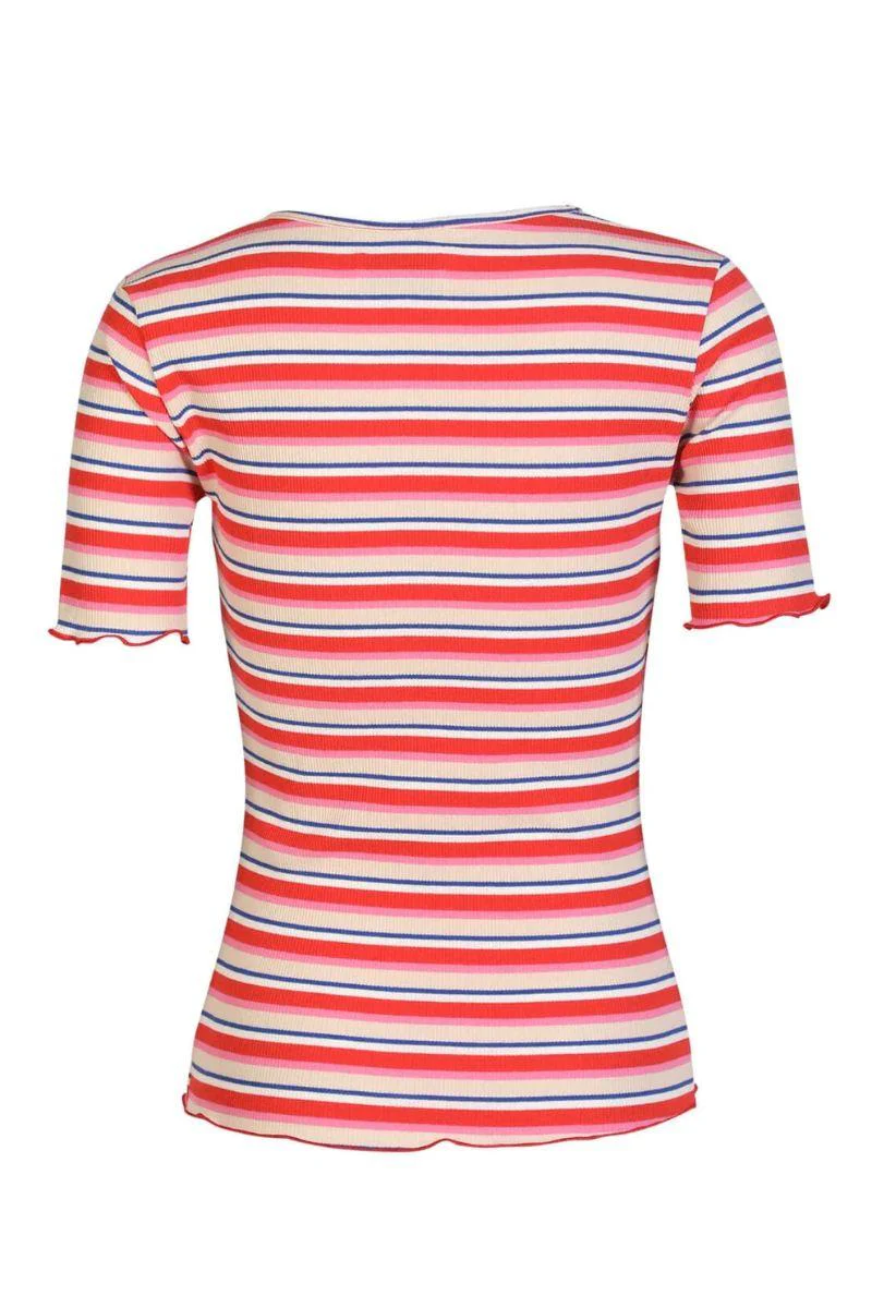 Natalia Ss Blouse | Creme Orange Blue Stripe - Image 4