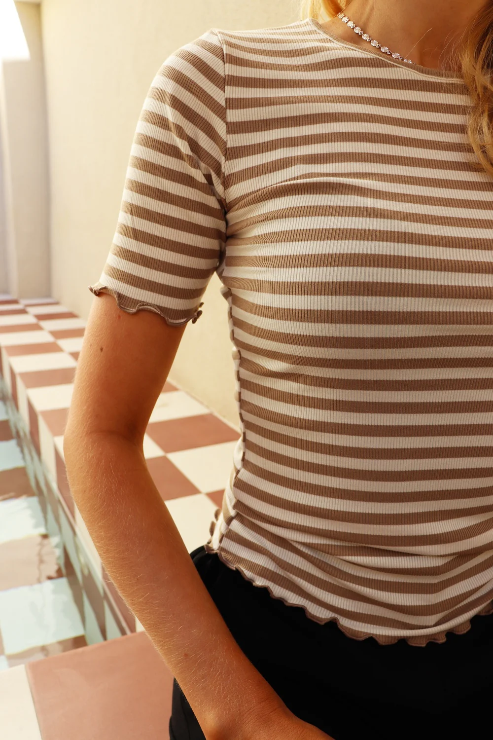 Natalia Ss Blouse | Sand Creme Stripe - Image 2