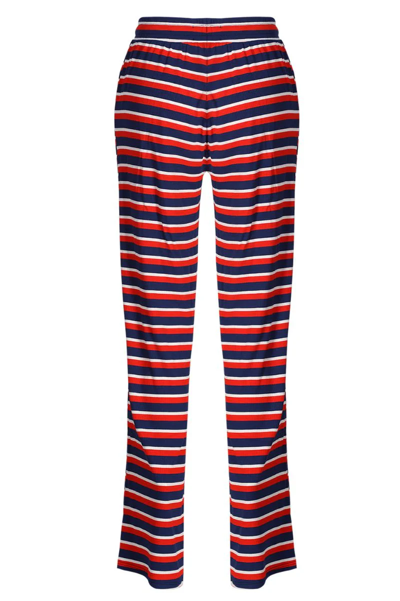 Natalia Straight Pants | Navy Red White Stripe | Bukser fra Liberté - Image 4