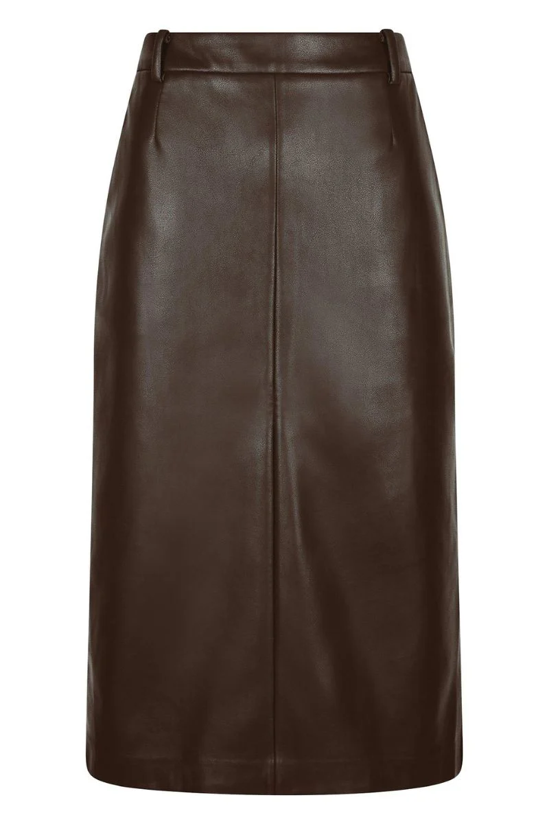 Nettie Faux Leather Skirt | Dark Brown | Nederdel fra Neo Noir - Image 2