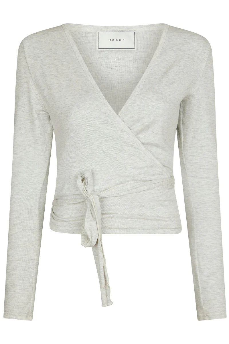 Nia Jersey Wrap Blouse | Light Grey Melange | Athleisure fra Neo Noir