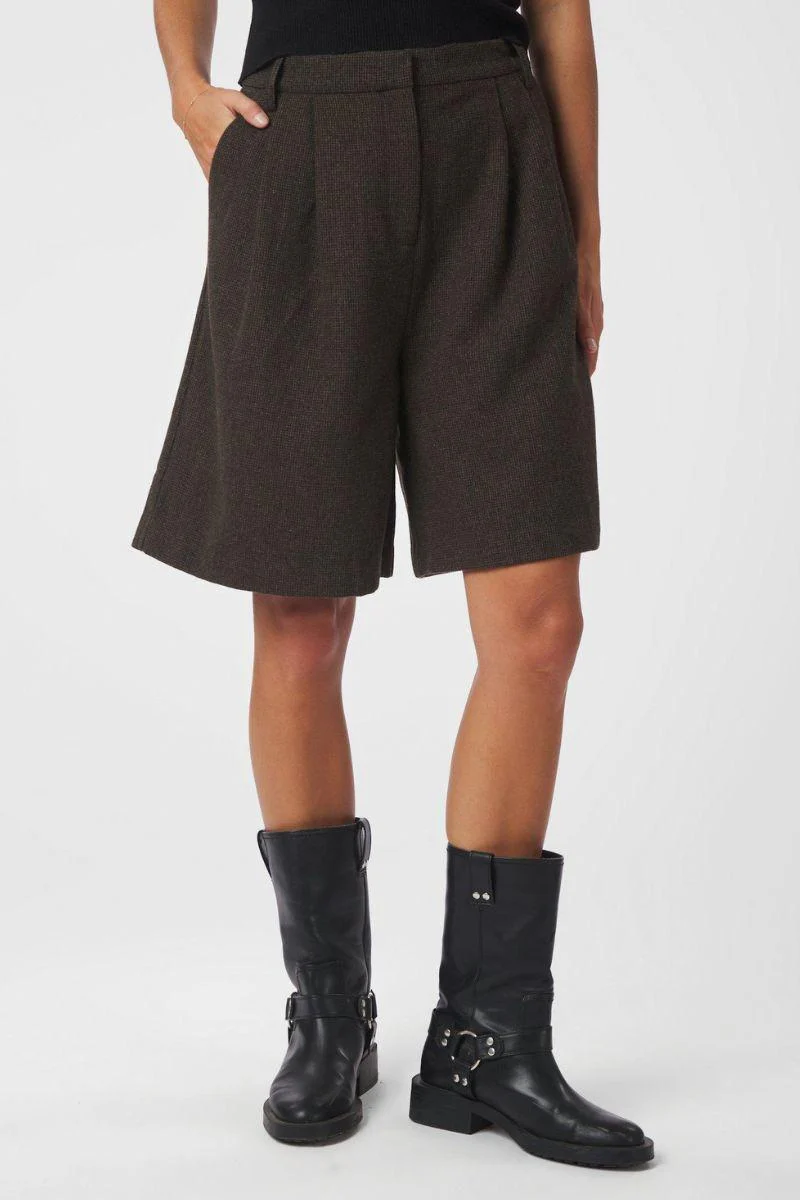 Nika Mini Check Shorts | Brown Melange | Shorts fra Neo Noir - Image 5