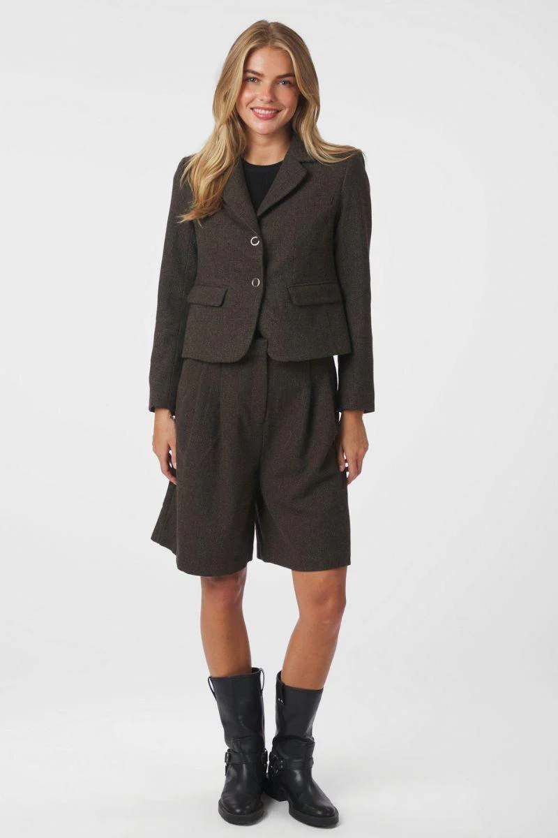 Nika Mini Check Shorts | Brown Melange | Shorts fra Neo Noir - Image 7