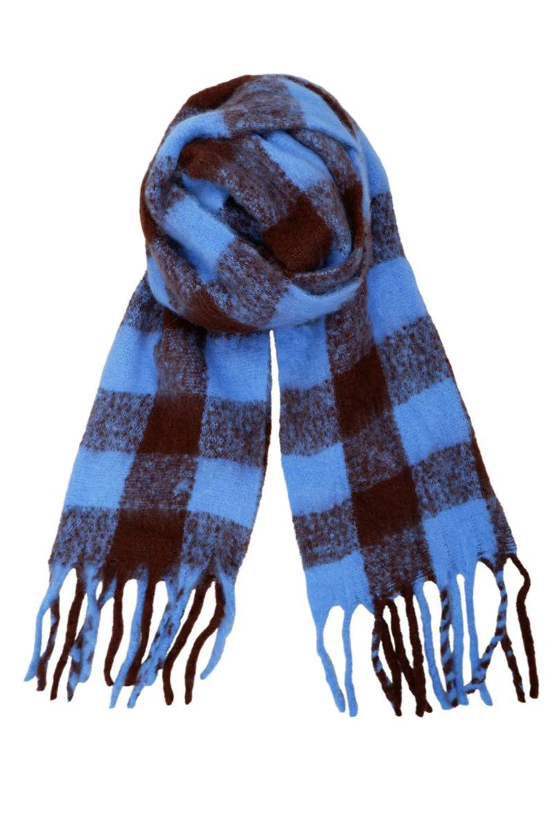 North Soft Winter Scarf | Blue/Mocca | Tørklæder fra Black Colour - Image 2
