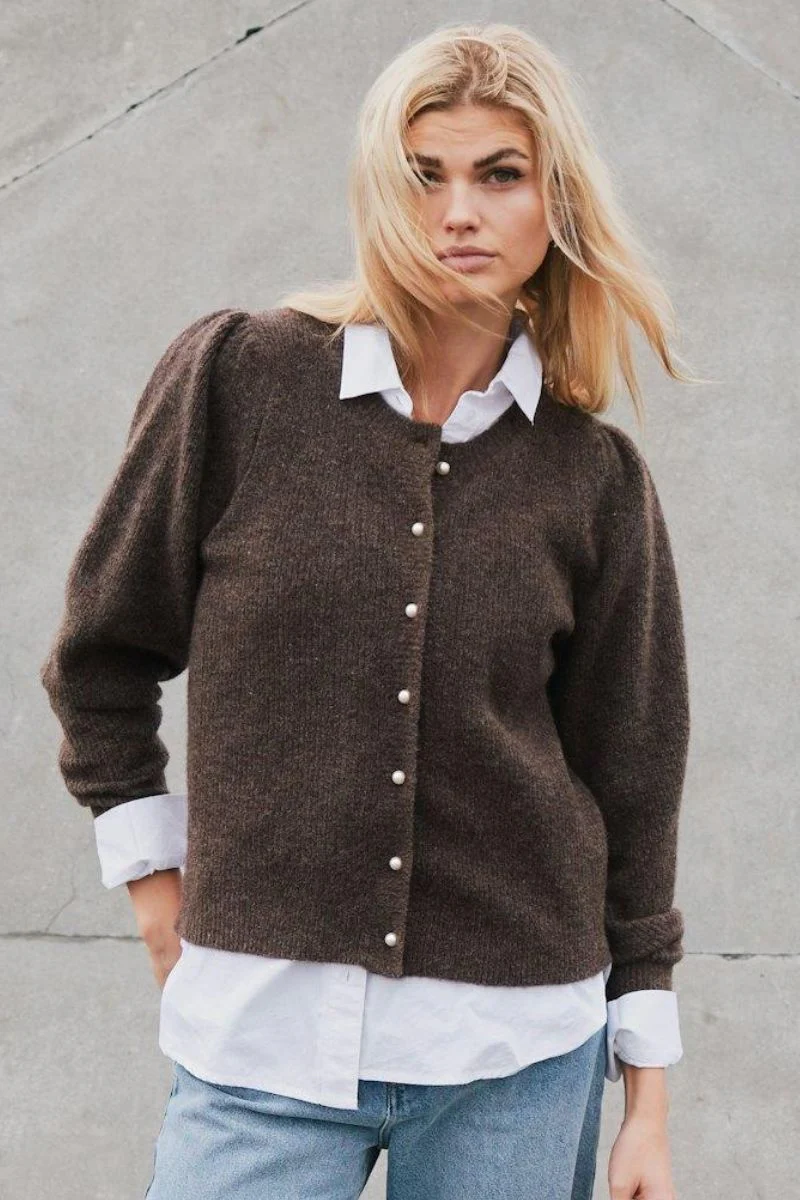 Nuna Knit Cardigan | Brown Melange | Cardigan fra Neo Noir - Image 3